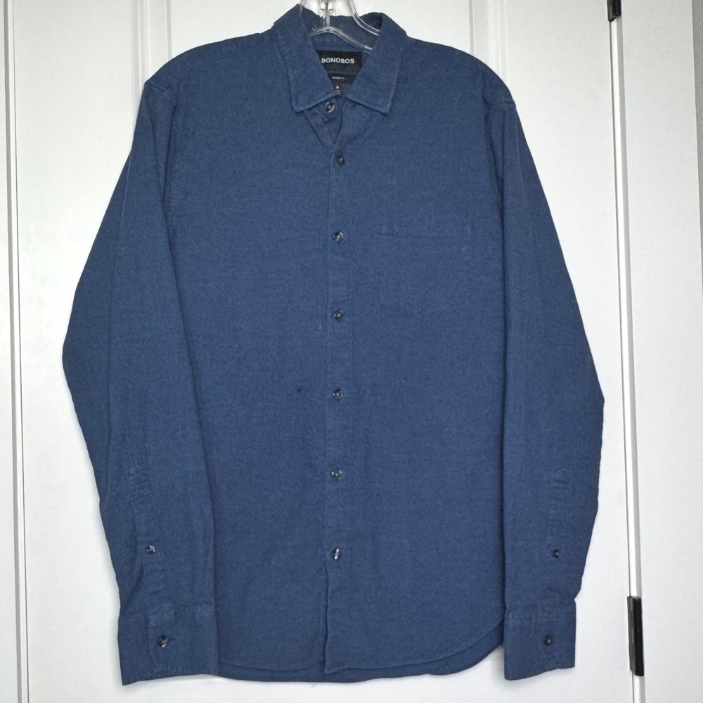 Bonobos Mens Tailored Fit Cotton Flannel Button Down Shirt Blue M 24539-BMD55
